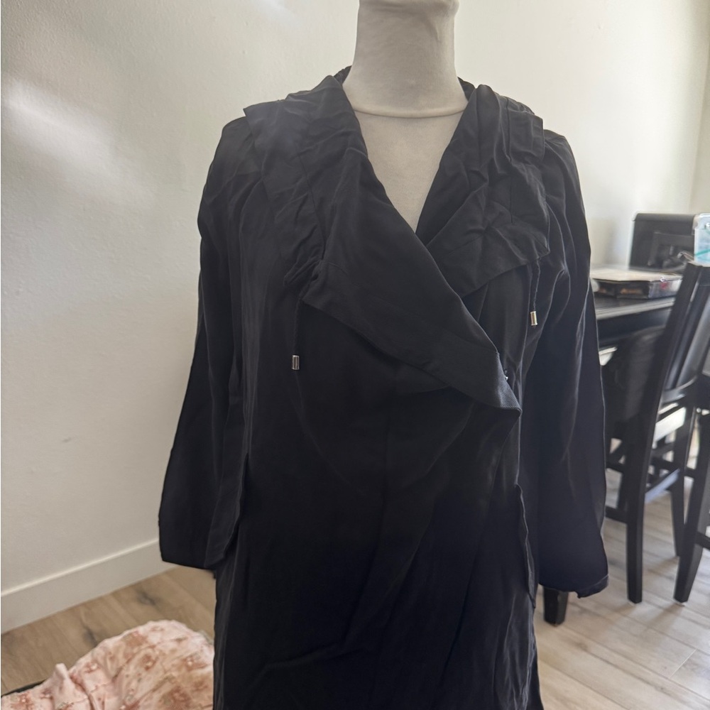 Black Textured Jacket with hood